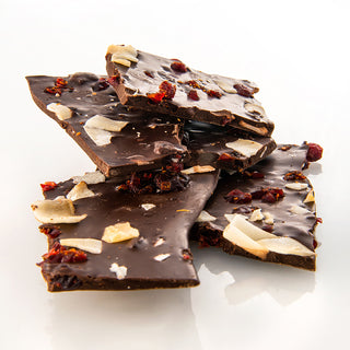 Chocolate Artesanal - Bark con arándano enchilado y coco sin azúcar