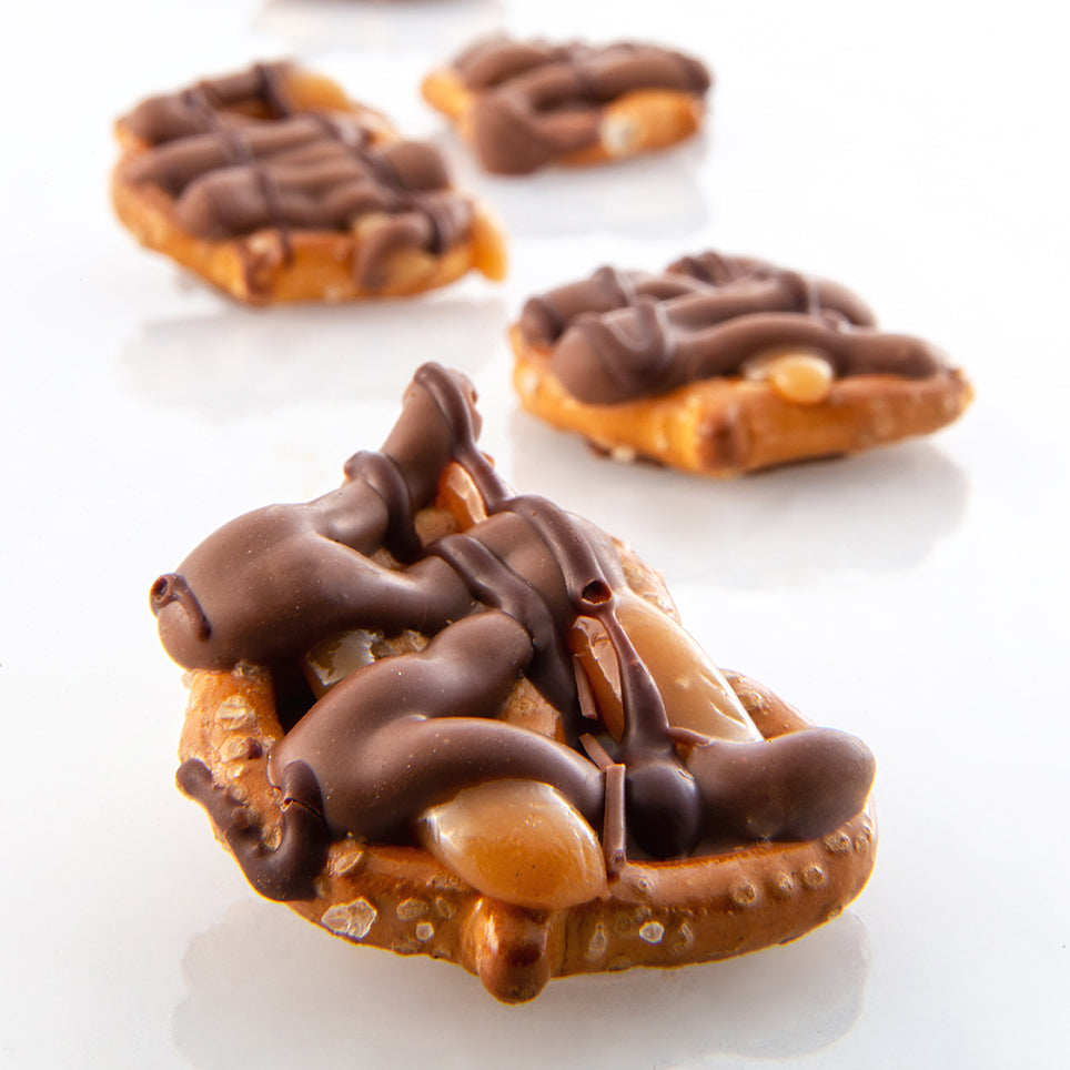 Delicias Gourmet - Pretzel con chocolate y caramelo