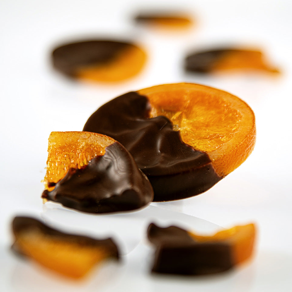 Naranjas cubiertas de chocolate